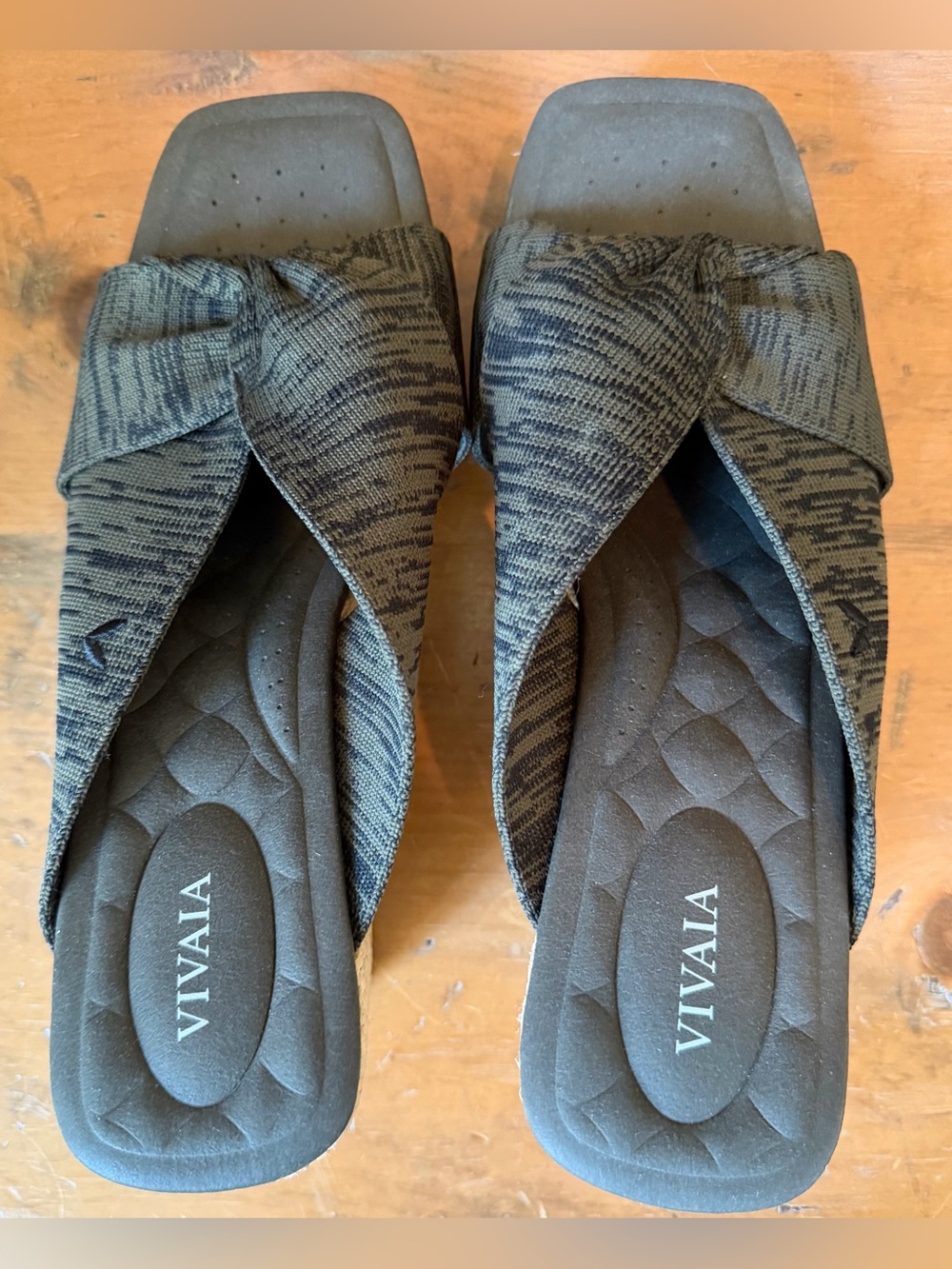 New W/O Box Vionic Laura Marled Green Knotted Slide Mules Wedges SZ 39